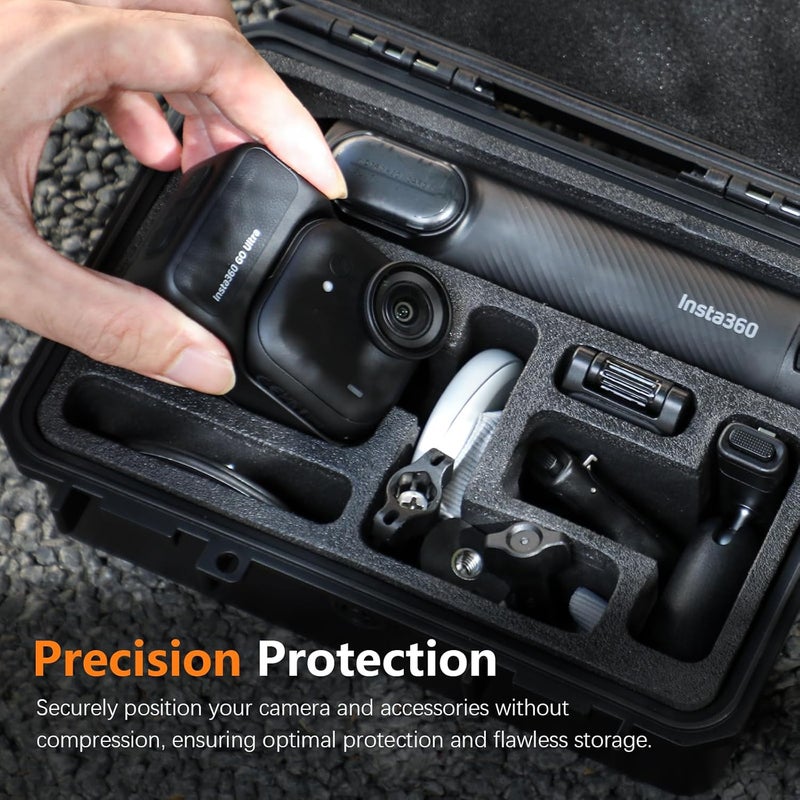 AMAZEAR Waterproof Hard Case for Insta360 Go Ultra Accessories, Insta 360 Go-Ultra Hard Shell Protective Case for Storage, Travel, Easy Carrying, Compact Design, Black - Image 2